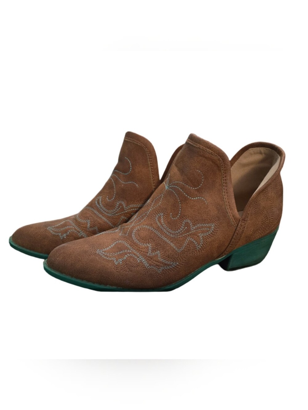 Western Ankle Boots. Coastal Cowgirl Faux Leather Comfortable Slip On Size 8